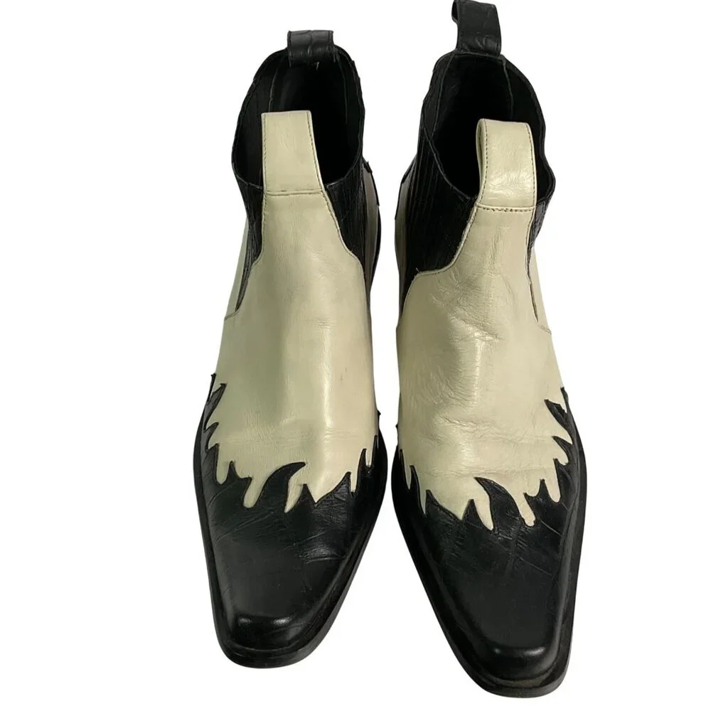 Cruda Sustainable Two Tone Western Ankle Boots Pointed Toe Men's 42 (US 9)